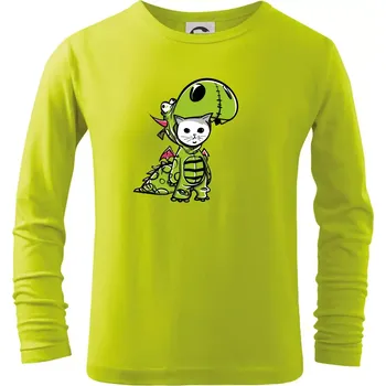 Dětská móda Kočkosaurus Rex - Triko dětské Long Sleeve - 122 cm/6 let ( Limetková )