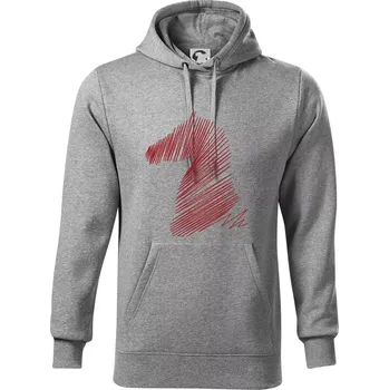 Pánská mikina Kůň linky - Mikina pánská Cape s kapucí - L ( Tmavě šedý melír )