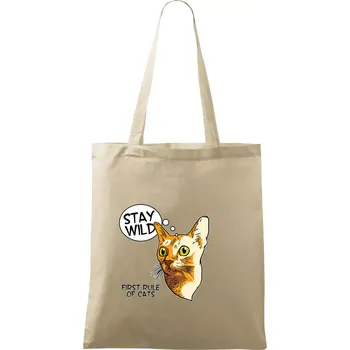 Nákupní taška Kočka stay wild - Taška bavlněná - 42 x 38 cm ( Naturální )