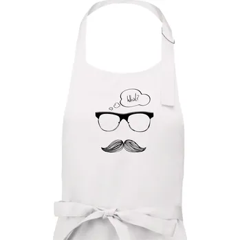 Kuchyňská zástěra Mustache what? - Pánská zástěra na vaření - Univerzální velikost ( Bílá )