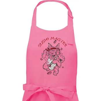 Kuchyňská zástěra Sushi master kočka - Dámská zástěra na vaření - Univerzální velikost ( Růžová )