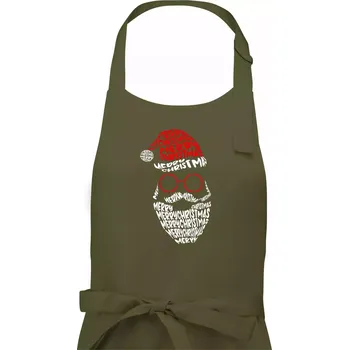 Kuchyňská zástěra Merry Christmas obličej - Pánská zástěra na vaření - Univerzální velikost ( Khaki )