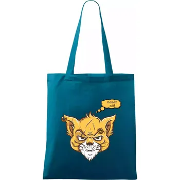 Kočka "neser mě!" - Taška bavlněná - 42 x 38 cm ( Petrolejová )