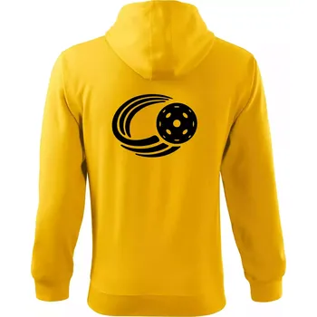 Pánská mikina Florbal míček - Mikina s kapucí na zip trendy zipper - M ( Žlutá )