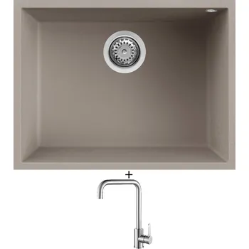 Granitový dřez Dřez pod desku SET Elleci QUADRA 110 UM G43 tortora + Laveo BONA BAB 265D nerez