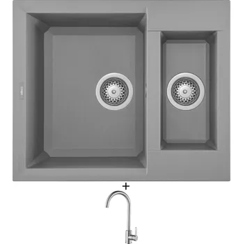 Granitový dřez Granitový dřez SET Elleci EASY 150 G48 cemento + Laveo BONA BAB 268D nerez