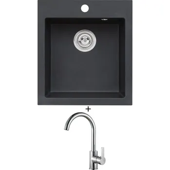 Granitový dřez Granitový dřez SET Alveus CORTINA 20 black 91 + Alveus TONIA chrom