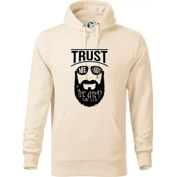 Pánská mikina Trust me I have a beard - Mikina pánská Cape s kapucí - L ( Mandlová )
