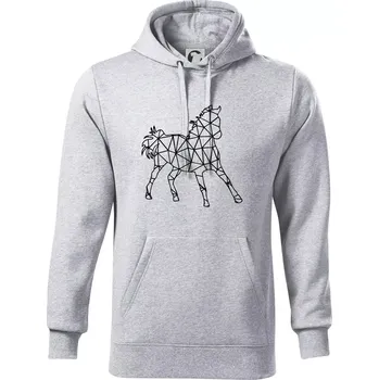 Pánská mikina Geometrie - kůň jednobarevná - Mikina pánská Cape s kapucí - L ( Světlešedý Melír )