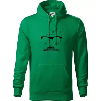 Pánská mikina Mustache what? - Mikina pánská Cape s kapucí - 4XL ( Středně zelená )