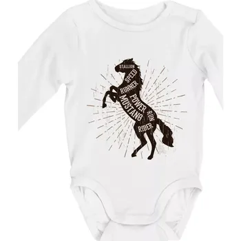 Kojenecký body Horse mustang - Body kojenecké s dlouhým rukávem - Dlouhý r. do 3 měs ( Bílá )
