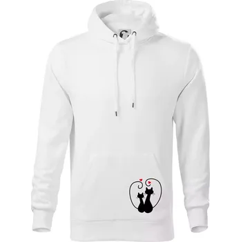 Pánská mikina Kočky - Zamilovaný pár - Mikina pánská Cape s kapucí - 5XL ( Bílá )