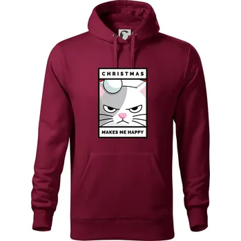 Pánská mikina Christmas makes me happy - Mikina pánská Cape s kapucí - 5XL ( Garnet )