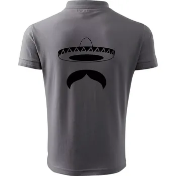 Pánská košile Mexican Mustache - Polokošile pánská Pique Polo 203 - 4XL ( Ocelově šedá )