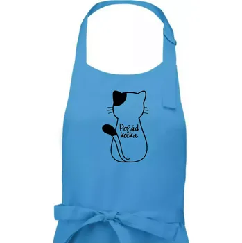 Kuchyňská zástěra Pořád kočka - Pánská zástěra na vaření - Univerzální velikost ( Světlý tyrkys )