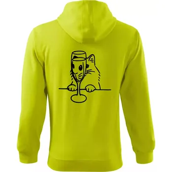 Pánská mikina Kočka a sklínka - Mikina s kapucí na zip trendy zipper - M ( Limetková )