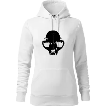 Dámská mikina Kočka - Cat skull - Mikina dámská Cape s kapucí - 2XL ( Bílá )