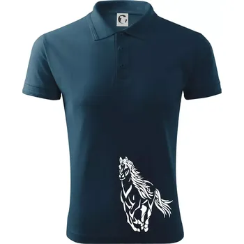 Pánská košile Kůň běžící - Polokošile pánská Pique Polo 203 - 4XL ( Námořní modrá (velmi tmavá - téměř černá) )