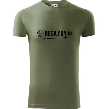 Pánská móda Beskydy nápis - Viper FIT - Pánské zůžené tričko - 3XL ( Khaki )