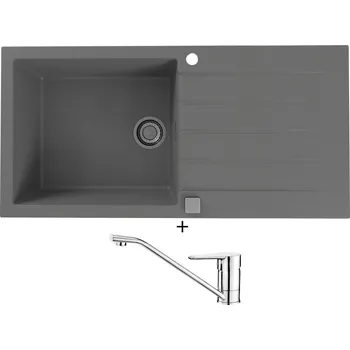 Granitový dřez Granitový dřez SET Alveus CADIT 50 beton 81 + Deante CORIO BFC 060M chrom