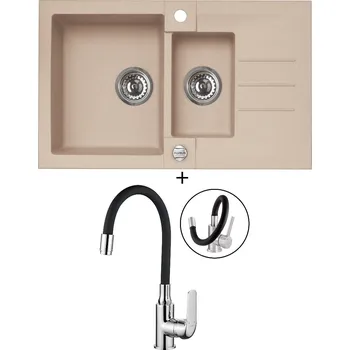 Granitový dřez Granitový dřez SET Alveus ROCK 70 beige 55 + Kuchinox ELZA BKE 761 chrom/černá