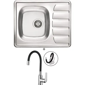 Nerezový dřez Nerezový dřez SET Alveus ZOOM 10 tkaná struktura + Kuchinox ELZA BKE 761 chrom/černá