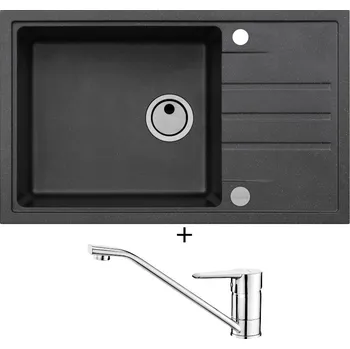 Granitový dřez Granitový dřez SET Alveus INTERMEZZO 130 black 91 + Deante CORIO BFC 060M chrom