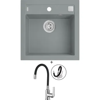 Granitový dřez Granitový dřez SET Alveus FORMIC 20 beton 81 + Kuchinox ELZA BKE 761 chrom/černá