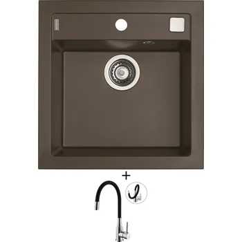 Granitový dřez Granitový dřez SET Alveus FORMIC 20 chocolate 03 + Alveus MINTAS chrom/černá
