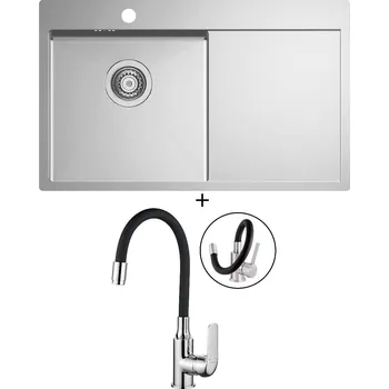 Nerezový dřez Nerezový dřez SET Alveus QUARTO 30 nerez + Kuchinox ELZA BKE 761 chrom/černá