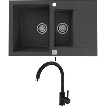 Granitový dřez Granitový dřez SET Alveus CADIT 70 black 91 + Alveus TONIA black 91