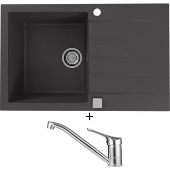 Granitový dřez Granitový dřez SET Alveus CADIT 20 black 91 + Alveus RIVIERA X chrom