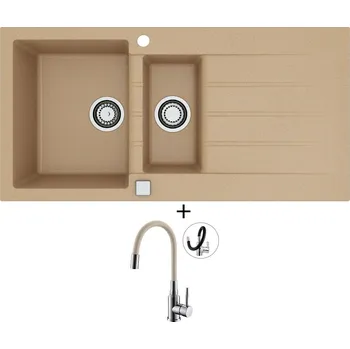 Granitový dřez Granitový dřez SET Alveus CADIT 80 beige 55 + Alveus MINTAS chrom/béžová
