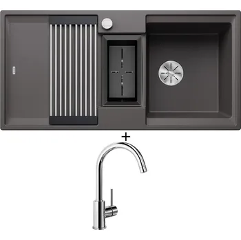 Granitový dřez Granitový dřez SET Blanco ADIRA 6 S šedá skála s excentrem 527603 + Blanco MIDA chrom 517742