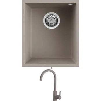 Granitový dřez Dřez pod desku SET Elleci QUADRA 100 UM G43 tortora + Elleci C01 CADDY G43 tortora