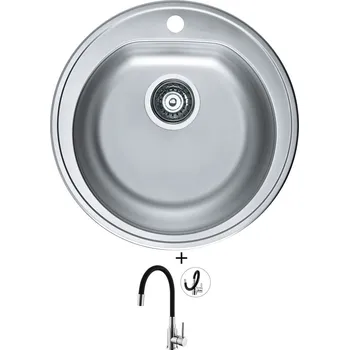 Granitový dřez Nerezový dřez SET Alveus FORM 30/185 tkaná struktura + Alveus MINTAS chrom/černá