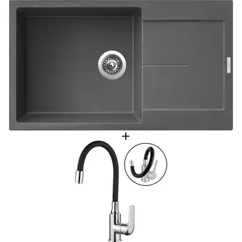 Granitový dřez Granitový dřez SET Sinks ULTIMA 860 XXL titanium + Kuchinox ELZA BKE 761 chrom/černá