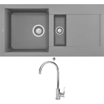 Granitový dřez Granitový dřez SET Elleci EASY 425 G48 cemento + Elleci C01 CADDY chrom