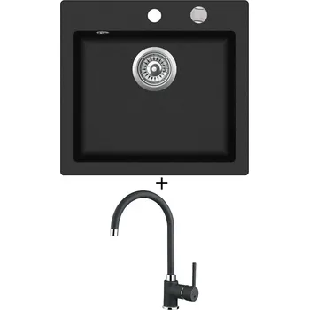 Granitový dřez SET Teka CLIVO 50 S-TQ 1B černá metalická + Teka SP 995 TG černá metalická