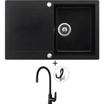 Granitový dřez SET Teka CLIVO 45 B-TQ 1B 1D černá metalická + Kuchinox ELZA BKE B61D černá matná