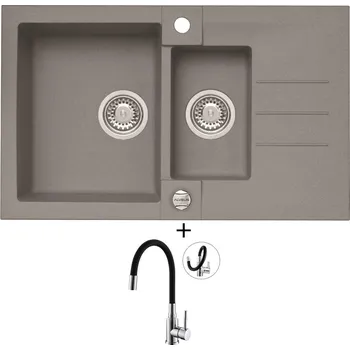 Granitový dřez Granitový dřez SET Alveus ROCK 70 beton 81 + Alveus MINTAS chrom/černá