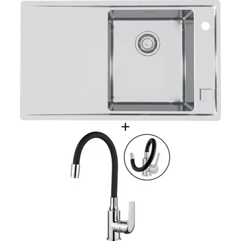 Nerezový dřez Nerezový dřez SET Alveus STRICTO 10 nerez odkap vlevo + Kuchinox ELZA BKE 761 chrom/černá
