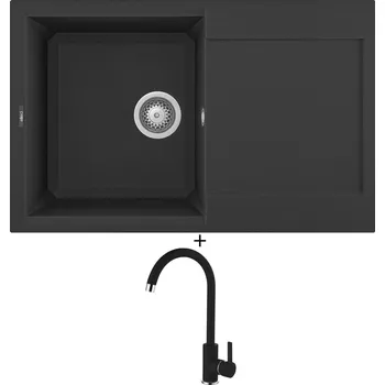 Granitový dřez Granitový dřez SET Elleci EASY 300 G40 full black + Elleci C01 CADDY G40 full black