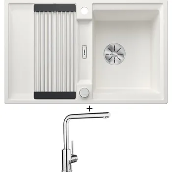 Granitový dřez Granitový dřez SET Blanco ADIRA 45 S bílá s excentrem 527589 + Blanco MILA chrom 519414