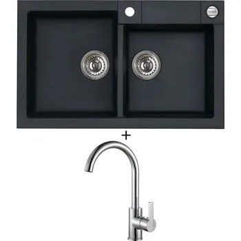 Granitový dřez Granitový dřez SET Alveus ROCK 90 black 91 + Alveus TONIA chrom