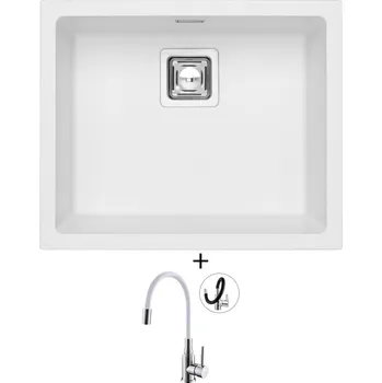 Granitový dřez Dřez pod desku SET Alveus QUADRIX 50 U white 11 + Alveus MINTAS chrom/bílá