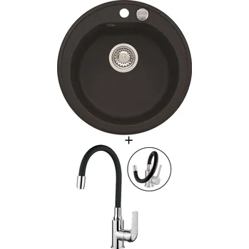 Granitový dřez Granitový dřez SET Alveus NIAGARA 10 Pop-up black 91 + Kuchinox ELZA BKE 761 chrom/černá