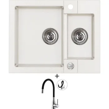 Granitový dřez Granitový dřez SET Alveus ROCK 80 white 11 + Alveus MINTAS chrom/černá