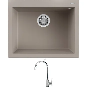 Granitový dřez Granitový dřez SET Elleci QUADRA 110 G43 tortora + Elleci C01 CADDY chrom