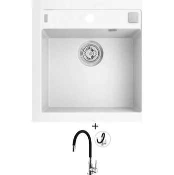 Granitový dřez Granitový dřez SET Alveus FORMIC 20 white 11 + Alveus MINTAS chrom/černá